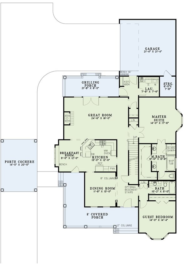 Dream House Plan - Country Floor Plan - Main Floor Plan #17-2096