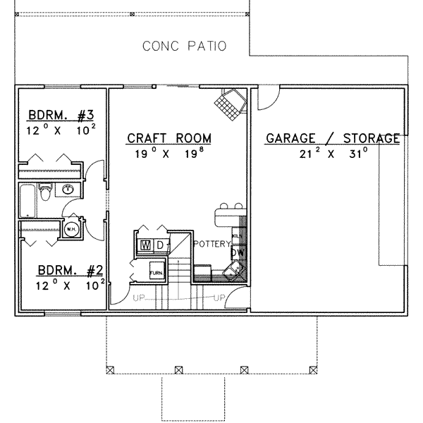 House Plan Design - Traditional Floor Plan - Lower Floor Plan #117-449