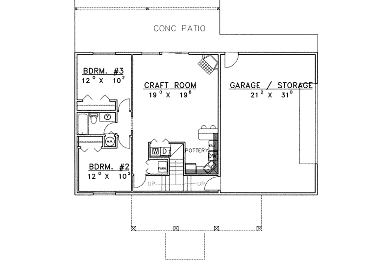 Home Plan - Floor Plan - Lower Floor for Traditional House Plan #117-449 - 3 bed, 2 bath