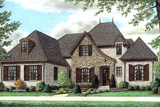 Exterior - Front Elevation for European House Plan #81-13840 - 4 bed, 4.5 bath