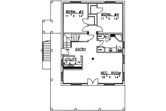 Floor Plan - Lower Floor for Log House Plan #117-127 - 2 bed, 2 bath