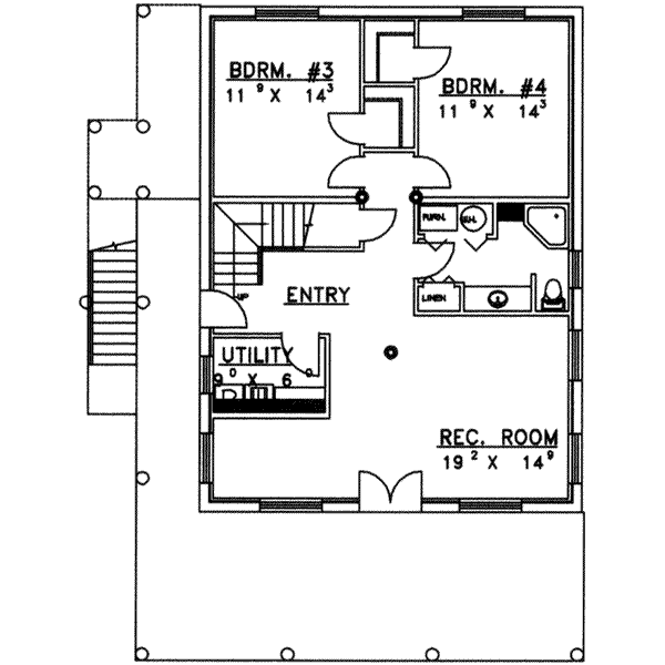 Home Plan - Log Floor Plan - Lower Floor Plan #117-127