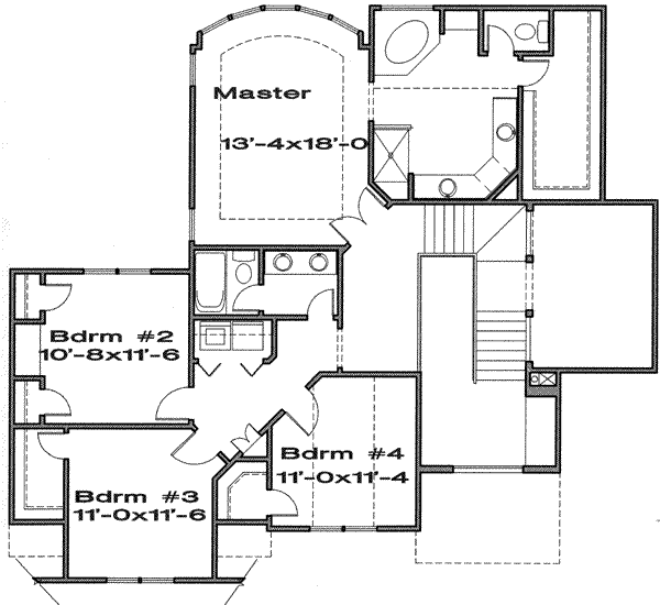 Traditional Floor Plan - Upper Floor Plan #6-118