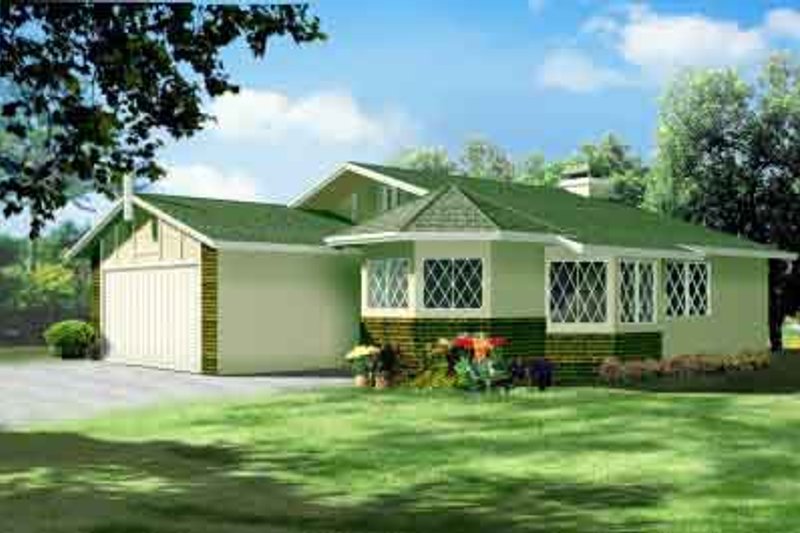 Cottage Style House Plan - 2 Beds 2 Baths 1150 Sq/Ft Plan #1-1056