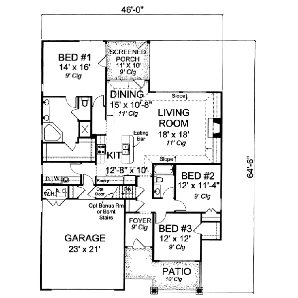 Home Plan - Craftsman Floor Plan - Main Floor Plan #20-1533