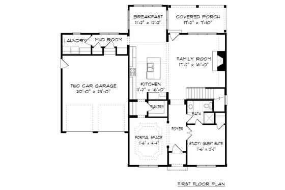 Floor Plan - Main Floor for Farmhouse House Plan #413-878 - 4 bed, 3 bath