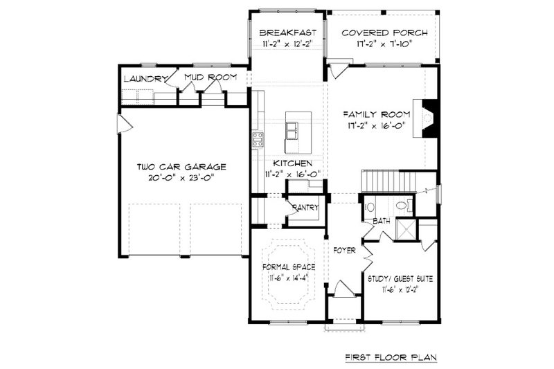 Home Plan - Floor Plan - Main Floor for Farmhouse House Plan #413-878 - 4 bed, 3 bath