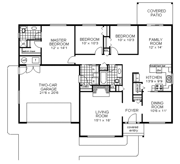 House Blueprint - Ranch Floor Plan - Main Floor Plan #18-102