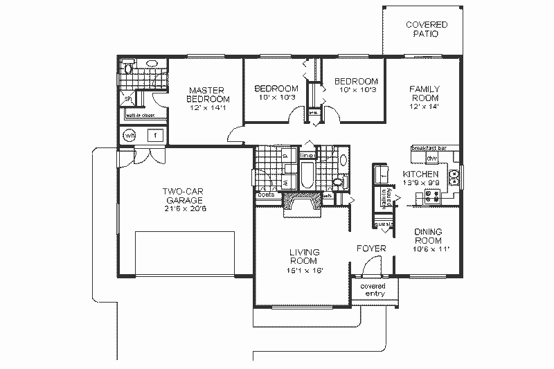 House Plan Design - Floor Plan - Main Floor for Ranch House Plan #18-102 - 3 bed, 2 bath