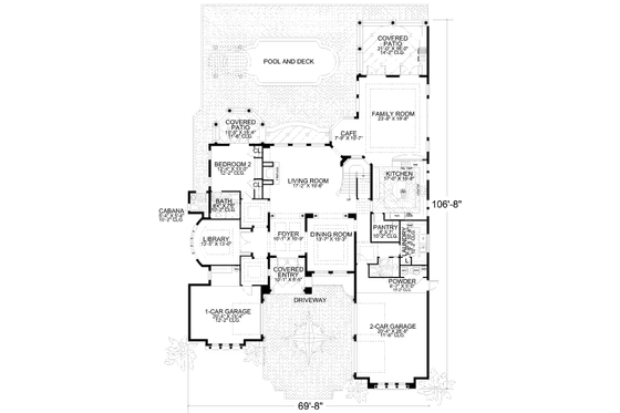 Floor Plan - Main Floor for Mediterranean House Plan #420-176 - 5 bed, 6.5 bath