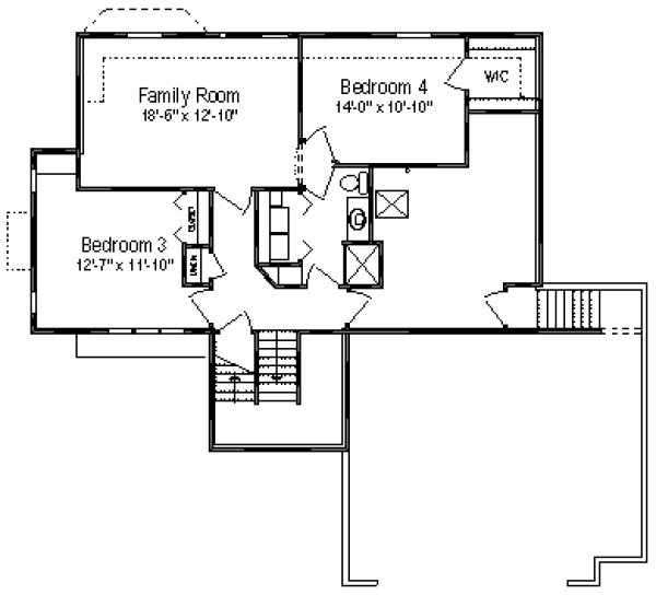 Traditional Floor Plan - Lower Floor Plan #49-110