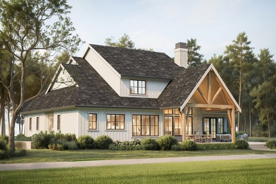 Exterior - Rear Elevation 2 for Farmhouse House Plan #1114-11 - 4 bed, 3.5 bath