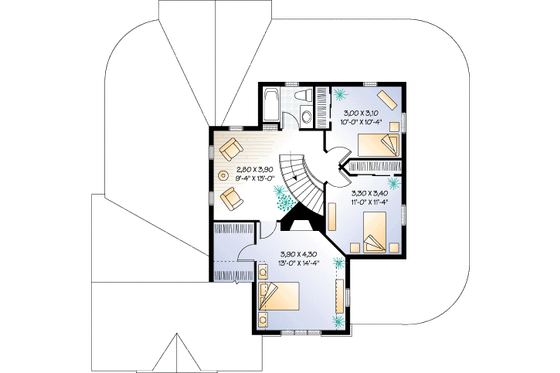Floor Plan - Upper Floor for Country House Plan #23-235 - 4 bed, 2 bath