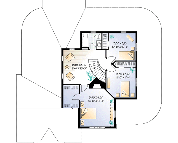 Country Floor Plan - Upper Floor Plan #23-235