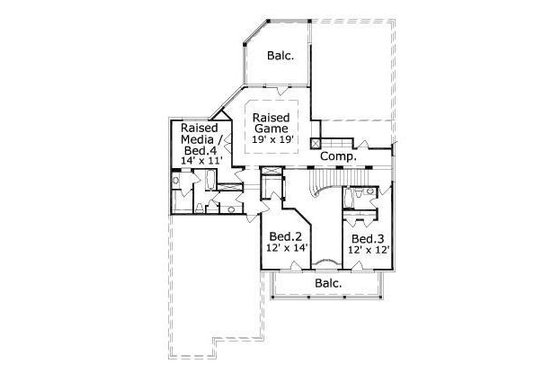 Floor Plan - Upper Floor for Colonial House Plan #411-716 - 5 bed, 4 bath