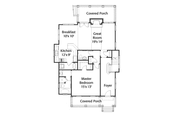 Floor Plan - Main Floor for Farmhouse House Plan #429-38 - 2 bed, 2.5 bath