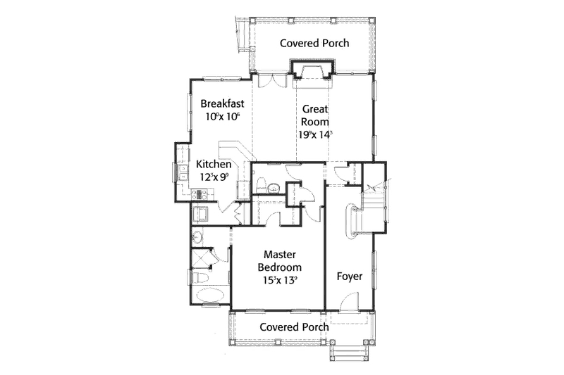 Home Plan - Floor Plan - Main Floor for Farmhouse House Plan #429-38 - 2 bed, 2.5 bath