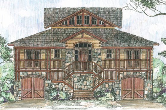 Exterior - Front Elevation for Country House Plan #426-17 - 5 bed, 4 bath