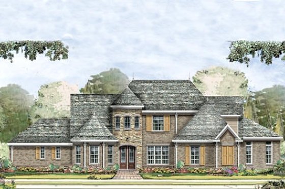 Exterior - Front Elevation for European House Plan #424-229 - 4 bed, 4.5 bath