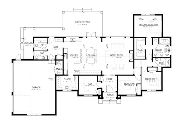 Dream House Plan - Floor Plan - Main Floor for European House Plan #1114-124 - 3 bed, 2.5 bath