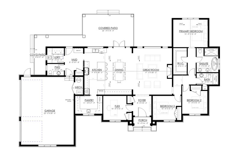 Dream House Plan - Floor Plan - Main Floor for European House Plan #1114-124 - 3 bed, 2.5 bath