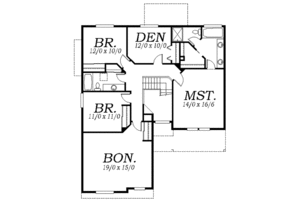 Floor Plan - Upper Floor for Traditional House Plan #130-110 - 3 bed, 2.5 bath