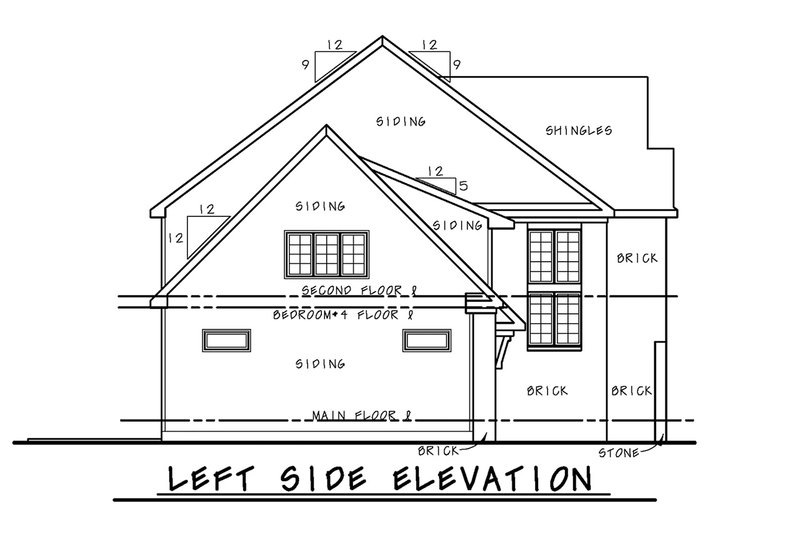 House Blueprint - Left Side Elevation
