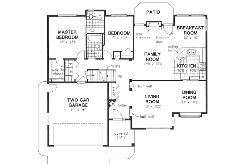 Dream House Plan - Floor Plan - Main Floor for European House Plan #18-9538 - 3 bed, 2 bath