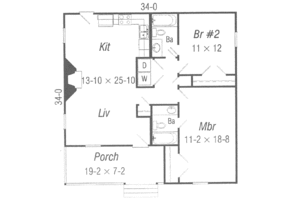 Floor Plan - Main Floor for Country House Plan #329-146 - 2 bed, 2 bath