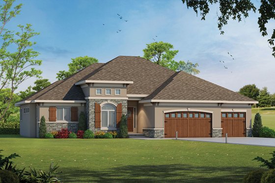 Exterior - Front Elevation 3 for European House Plan #20-2198 - 3 bed, 2 bath