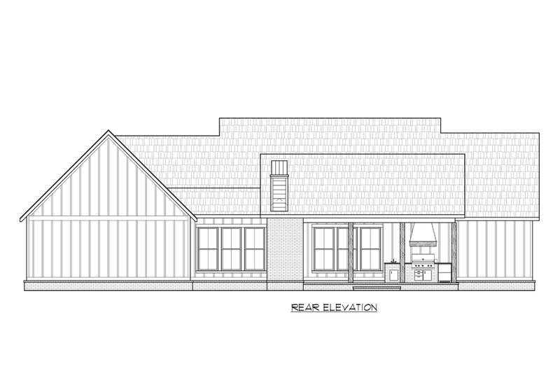 House Blueprint - Exterior - Rear Elevation for Farmhouse House Plan #1074-79 - 4 bed, 2.5 bath