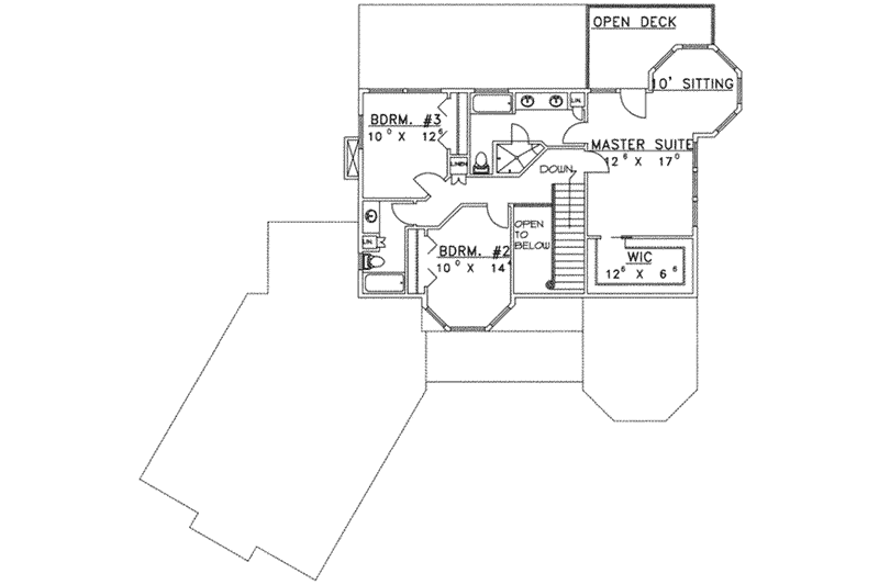 Dream House Plan - Floor Plan - Upper Floor for Modern House Plan #117-442 - 3 bed, 2.5 bath