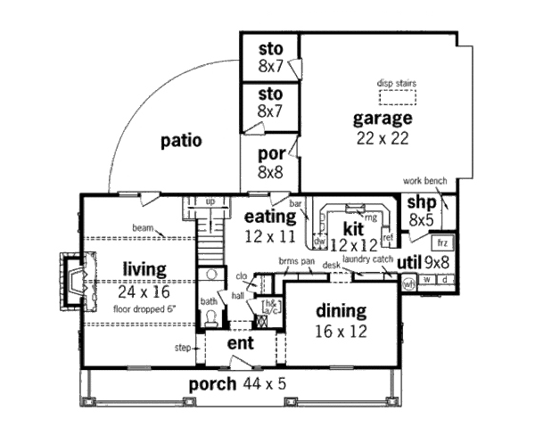 Country Floor Plan - Main Floor Plan #45-347