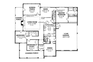 Floor Plan - Main Floor for Country House Plan #20-2037 - 3 bed, 2 bath