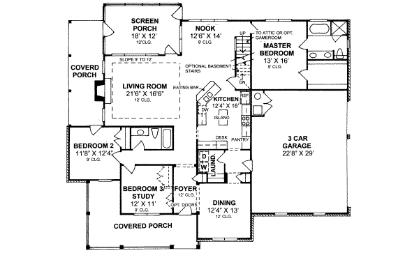 House Plan Design - Country Floor Plan - Main Floor Plan #20-2037