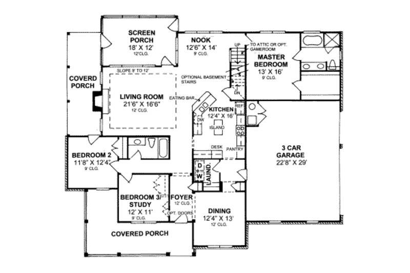 Country Style House Plan - 3 Beds 2 Baths 1995 Sq/Ft Plan #20-2037 ...