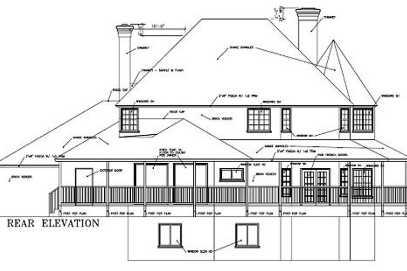 House Design - Exterior - Rear Elevation for Farmhouse House Plan #1-692 - 5 bed, 3 bath