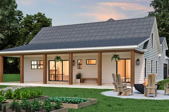 Exterior - Rear Elevation for Farmhouse House Plan #119-440 - 3 bed, 2 bath