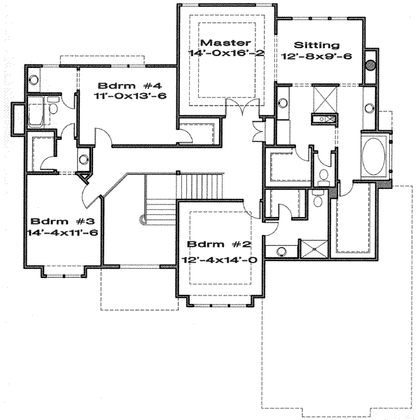 Traditional Floor Plan - Upper Floor Plan #6-123