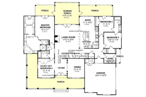 Floor Plan - Main Floor for Farmhouse House Plan #20-167 - 4 bed, 3 bath