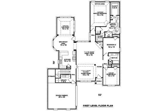 Floor Plan - Main Floor for European House Plan #81-1140 - 3 bed, 3 bath