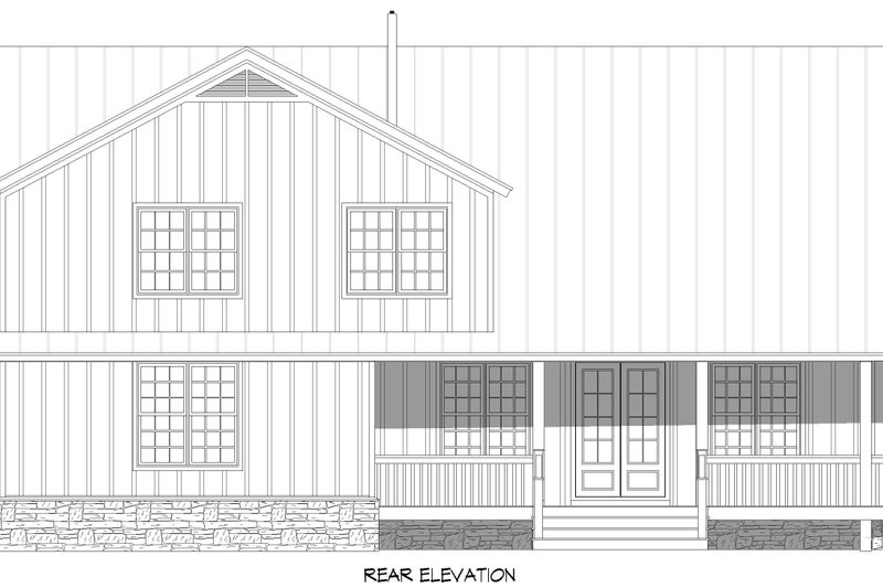 House Blueprint - Exterior - Rear Elevation for Farmhouse House Plan #932-1184 - 4 bed, 2.5 bath