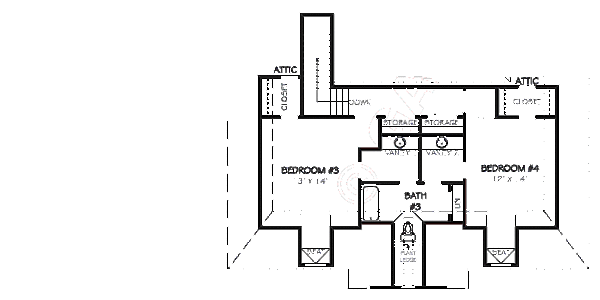 Colonial Floor Plan - Upper Floor Plan #424-216
