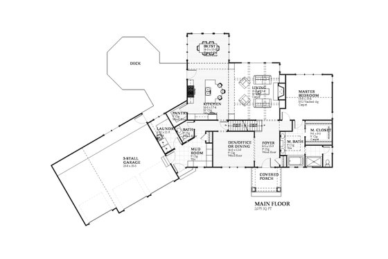 Floor Plan - Main Floor for Traditional House Plan #901-106 - 4 bed, 3.5 bath