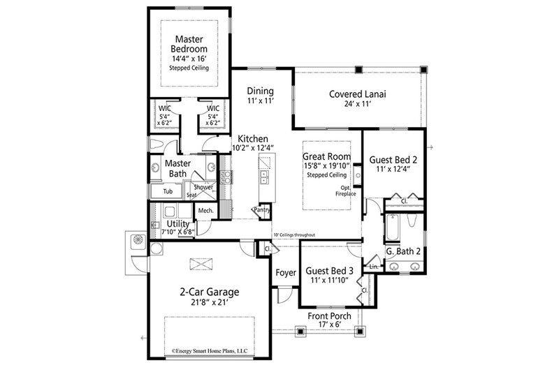 Architectural House Design - Floor Plan - Main Floor for Craftsman House Plan #938-98 - 3 bed, 2 bath