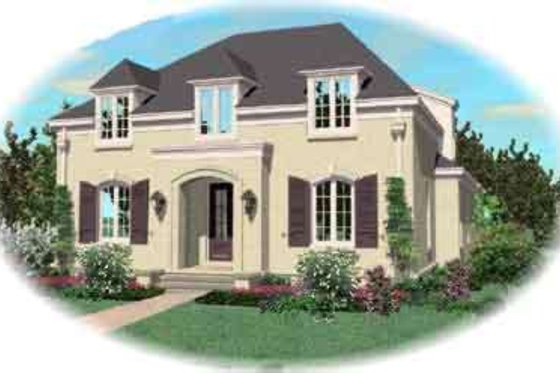 Exterior - Front Elevation for European House Plan #81-593 - 3 bed, 3 bath