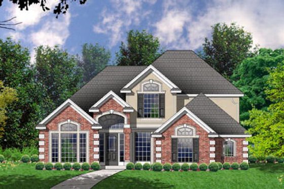 Exterior - Front Elevation for European House Plan #40-198 - 4 bed, 2.5 bath