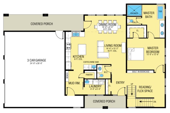 Floor Plan - Main Floor for Barndominium House Plan #1068-1 - 3 bed, 2.5 bath