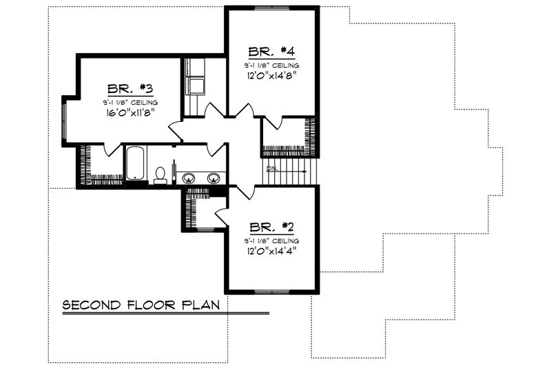 Architectural House Design - Floor Plan - Upper Floor for Craftsman House Plan #70-1280 - 4 bed, 2.5 bath