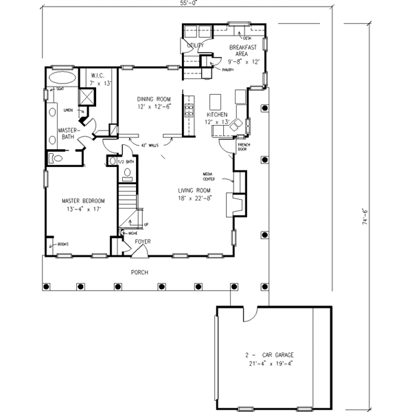 Tudor Floor Plan - Main Floor Plan #410-375
